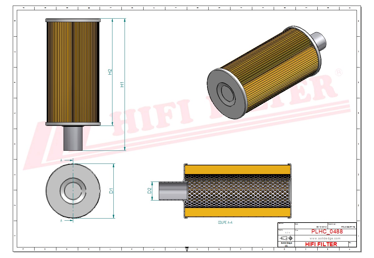 Schema tecnico Filtro olio