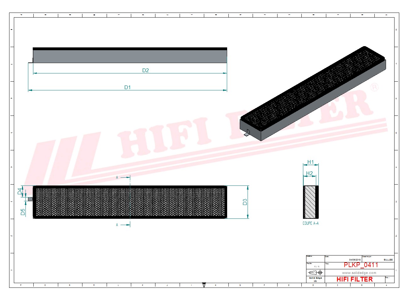 Schema tecnico Filtro abitacolo