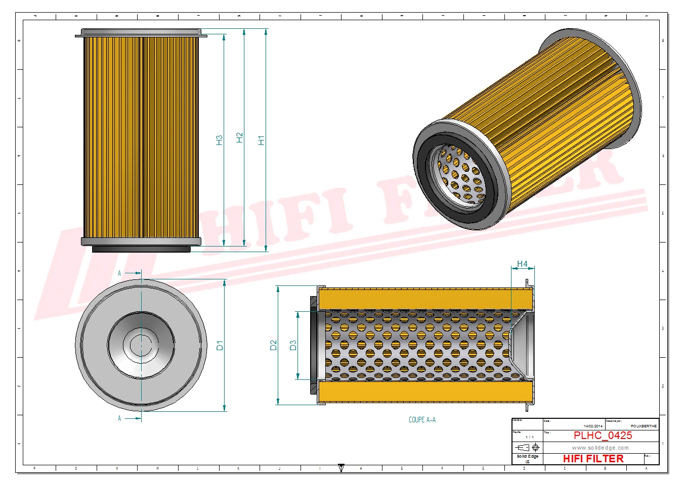 Schema tecnico Filtro olio