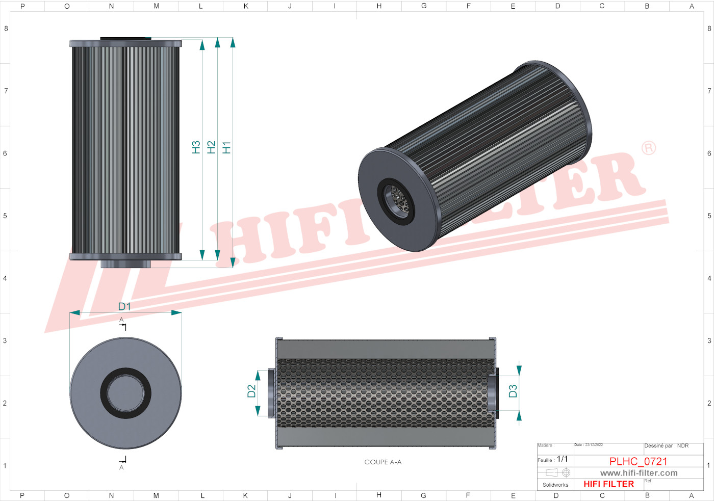 Schema tecnico Filtro olio