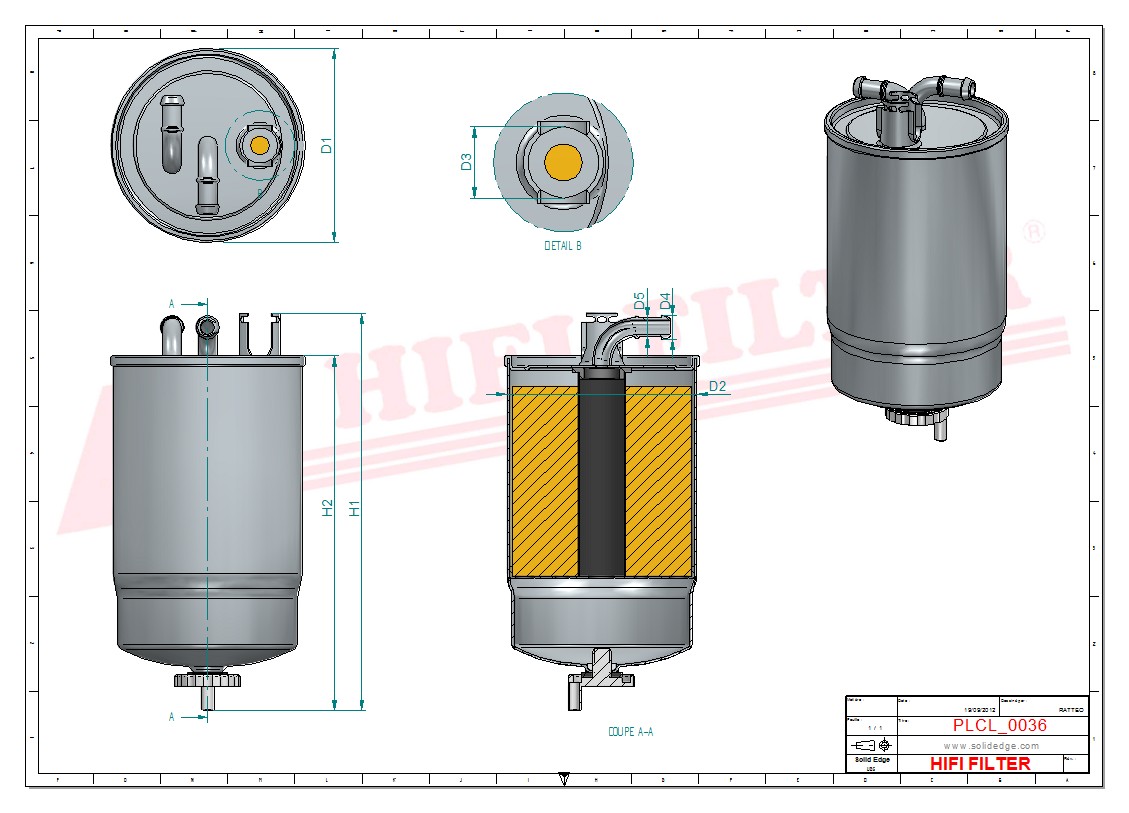 Schema tecnico Filtro carburante