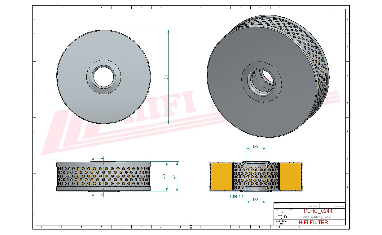 Schema tecnico Filtro olio