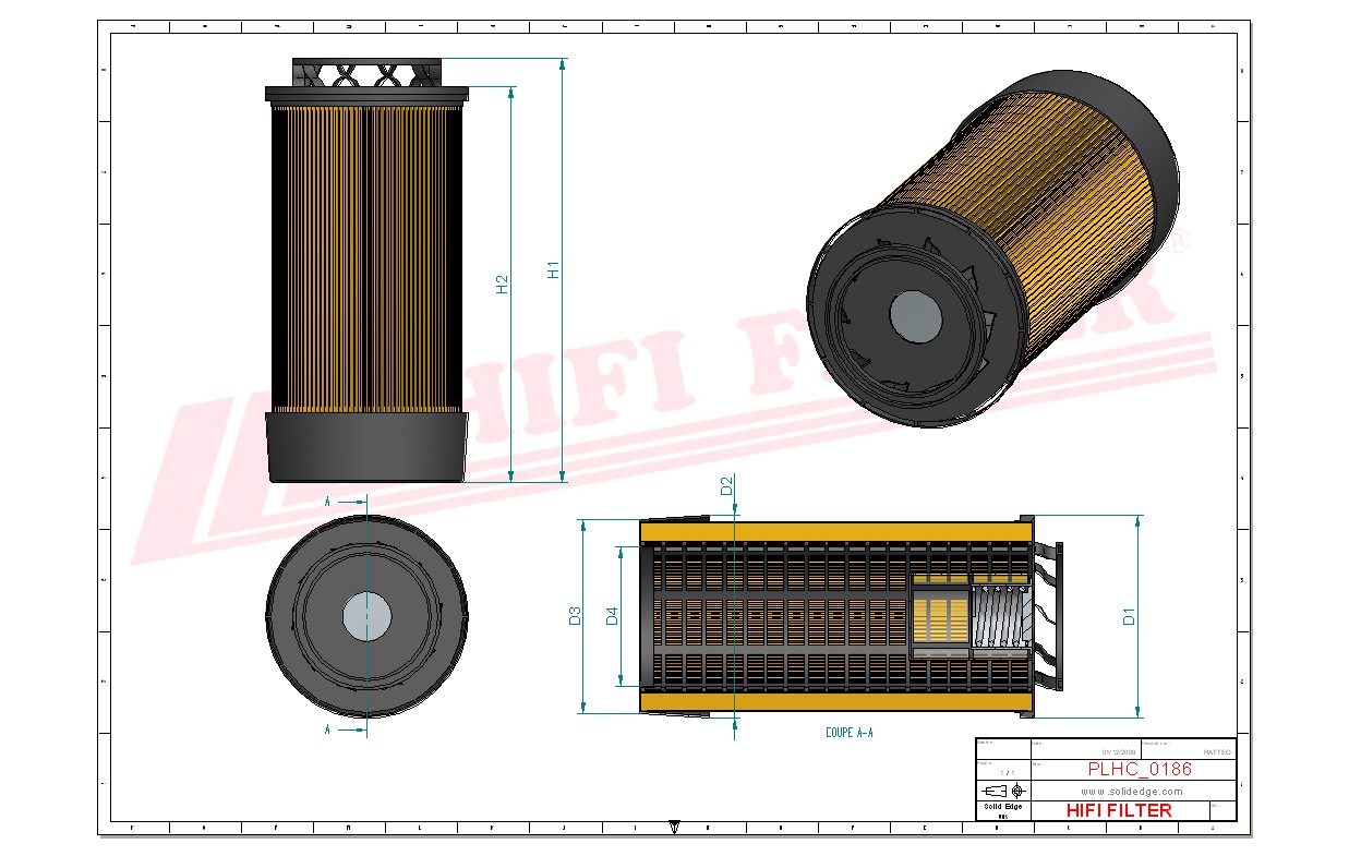 Schema tecnico Filtro olio