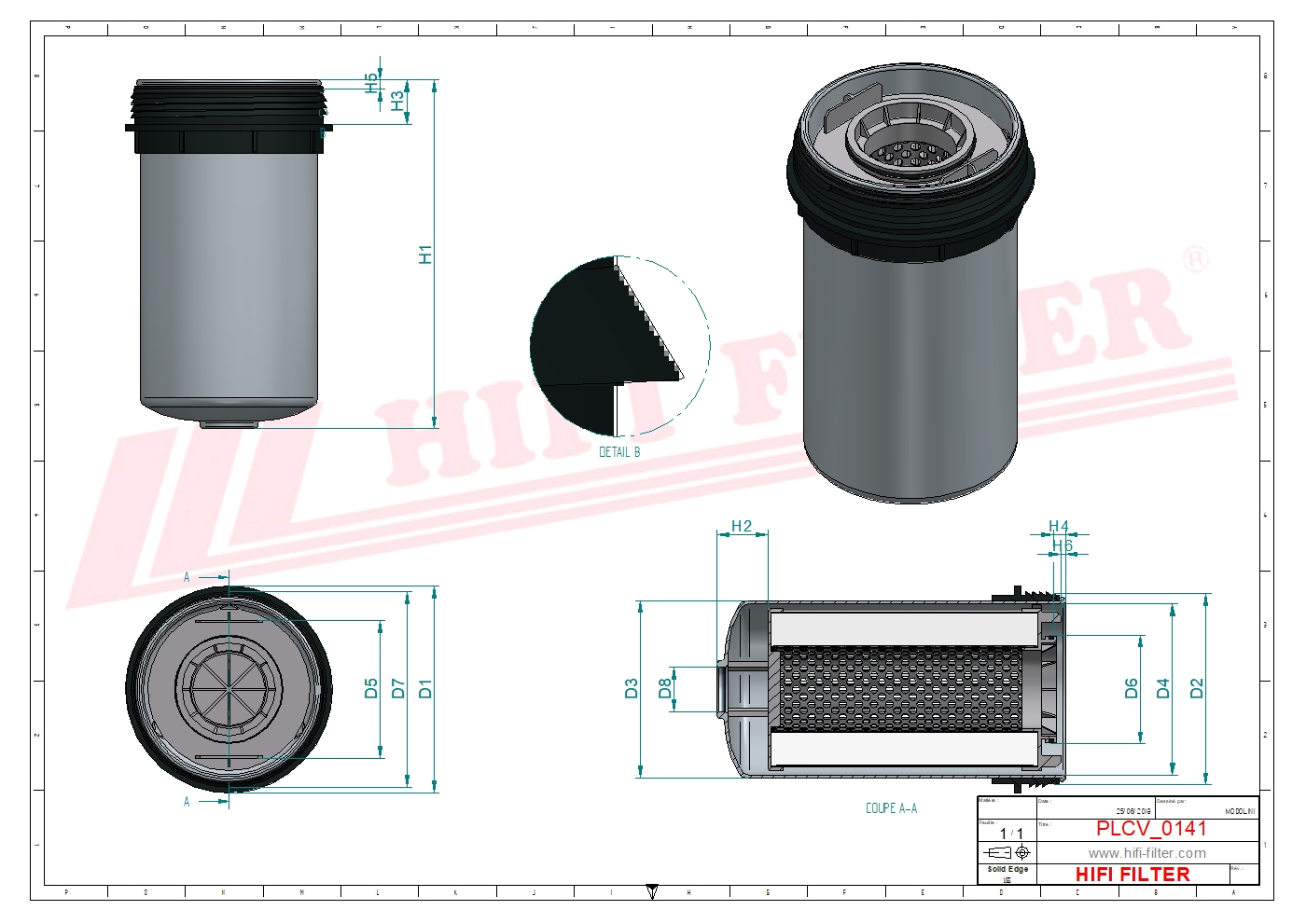 Schema tecnico Filtro carburante 0011583650 per trattori e macchine agricole