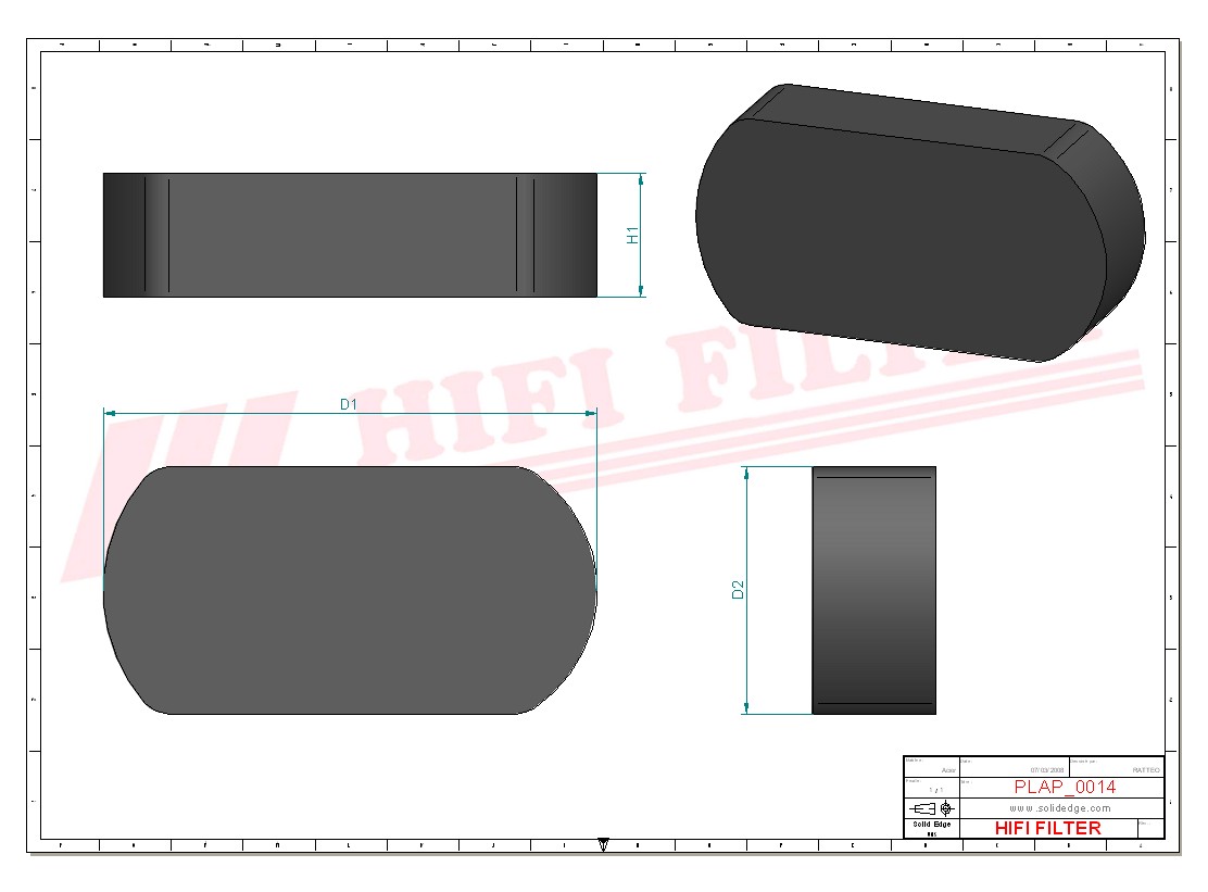 Schema tecnico Filtro aria