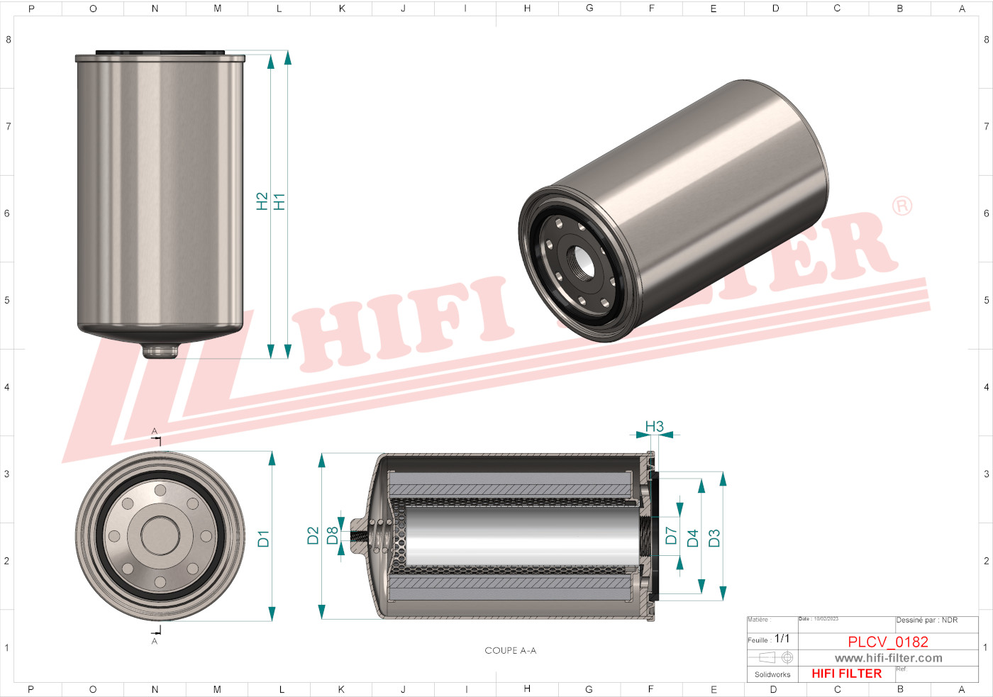 Schema tecnico Filtro carburante