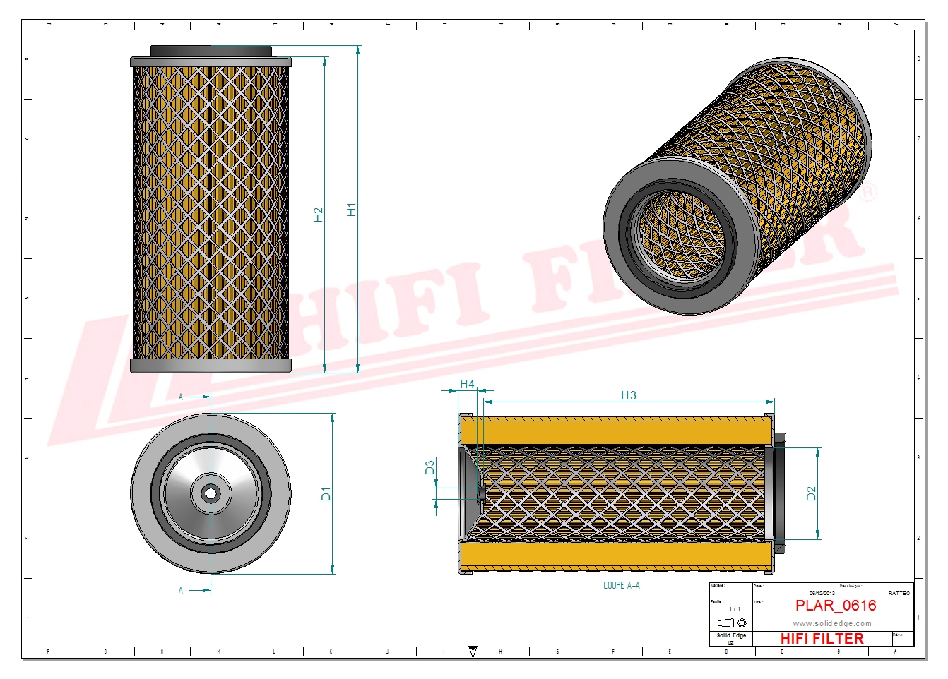 Schema tecnico Filtro aria