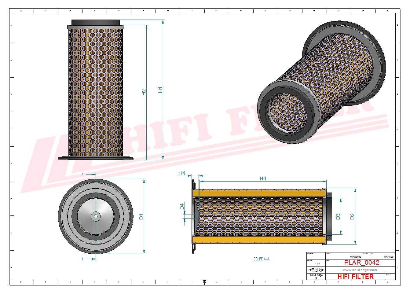 Schema tecnico Filtro aria