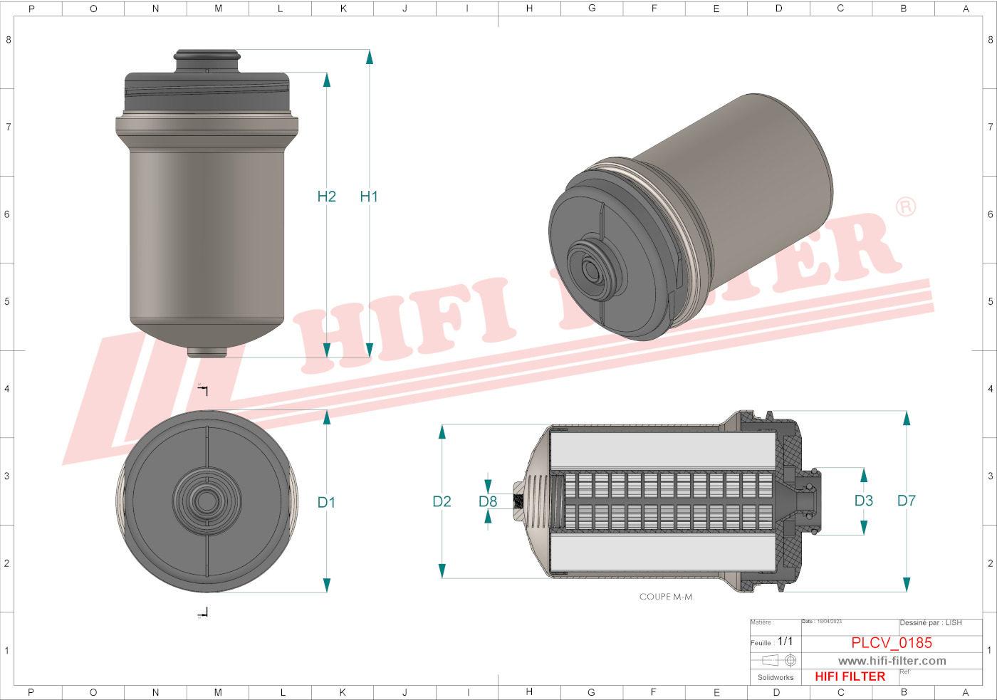 Schema tecnico Filtro carburante 320/A7227 per trattori e macchine agricole