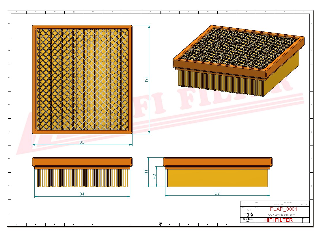 Schema tecnico Filtro aria 170491 per trattori e macchine agricole