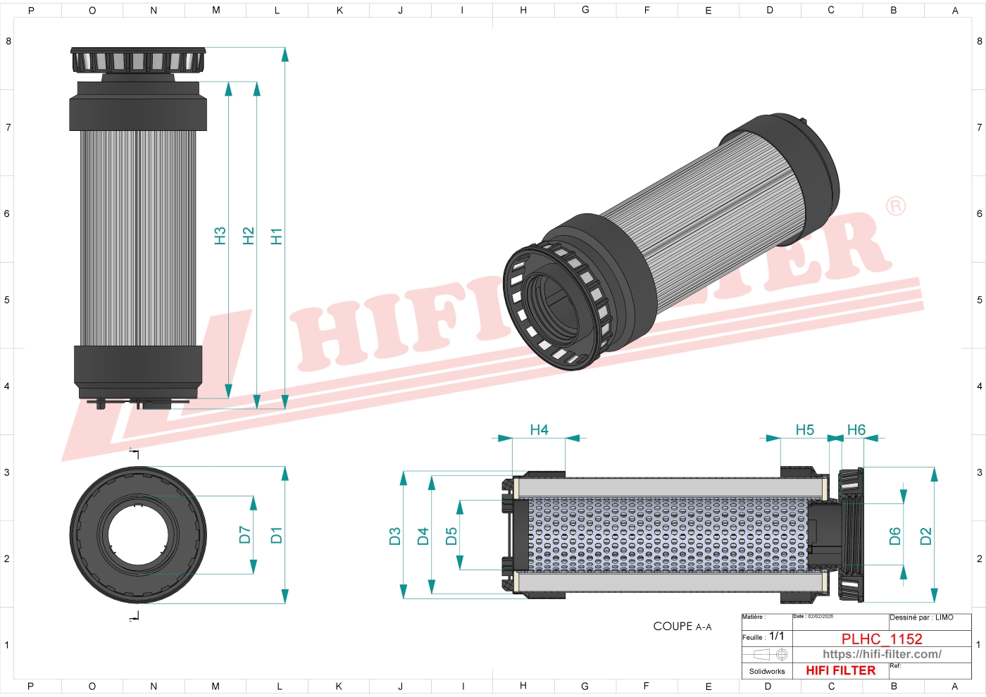 Schema tecnico Filtro olio