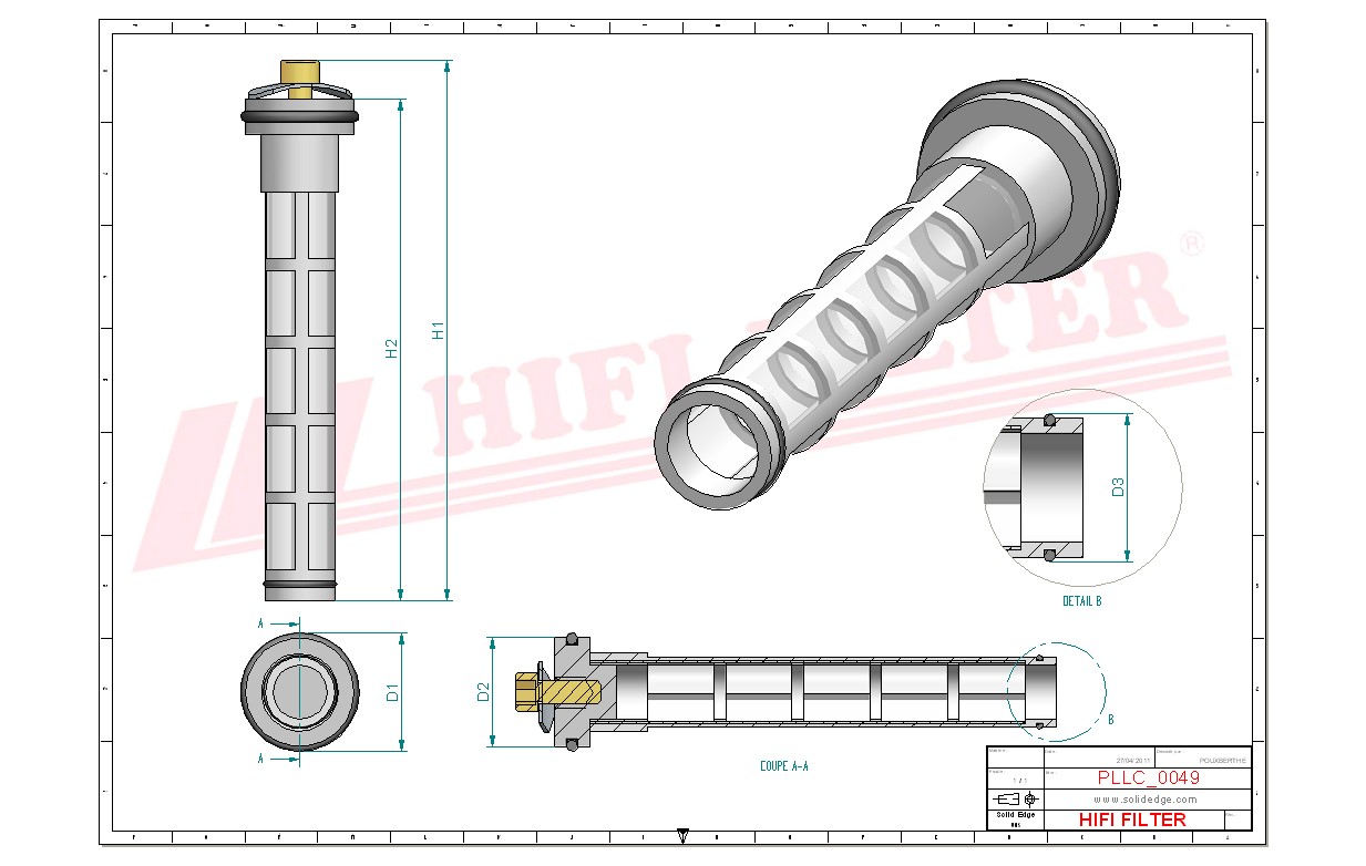 Schema tecnico Filtro olio