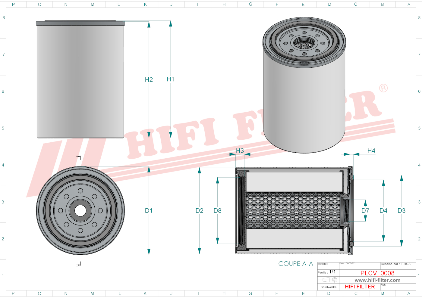 Schema tecnico Filtro carburante 11.5947 per trattori e macchine agricole