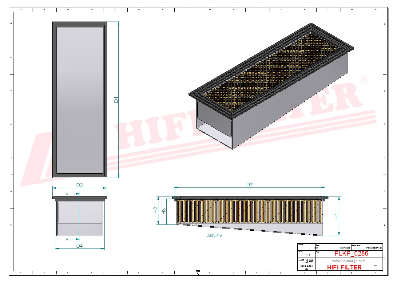 Schema tecnico Filtro abitacolo