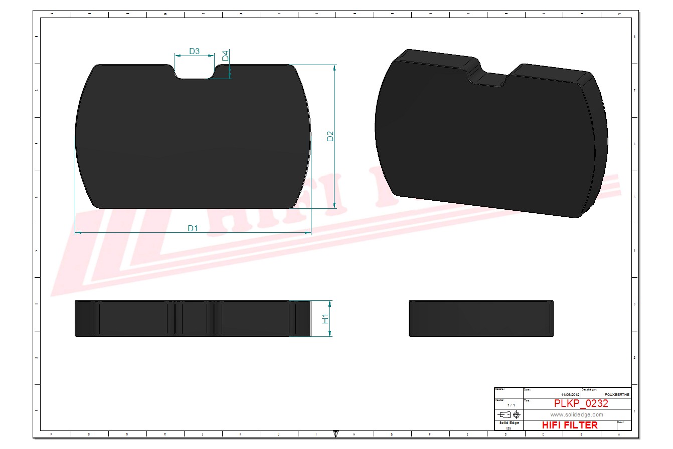 Schema tecnico Prefiltro aria