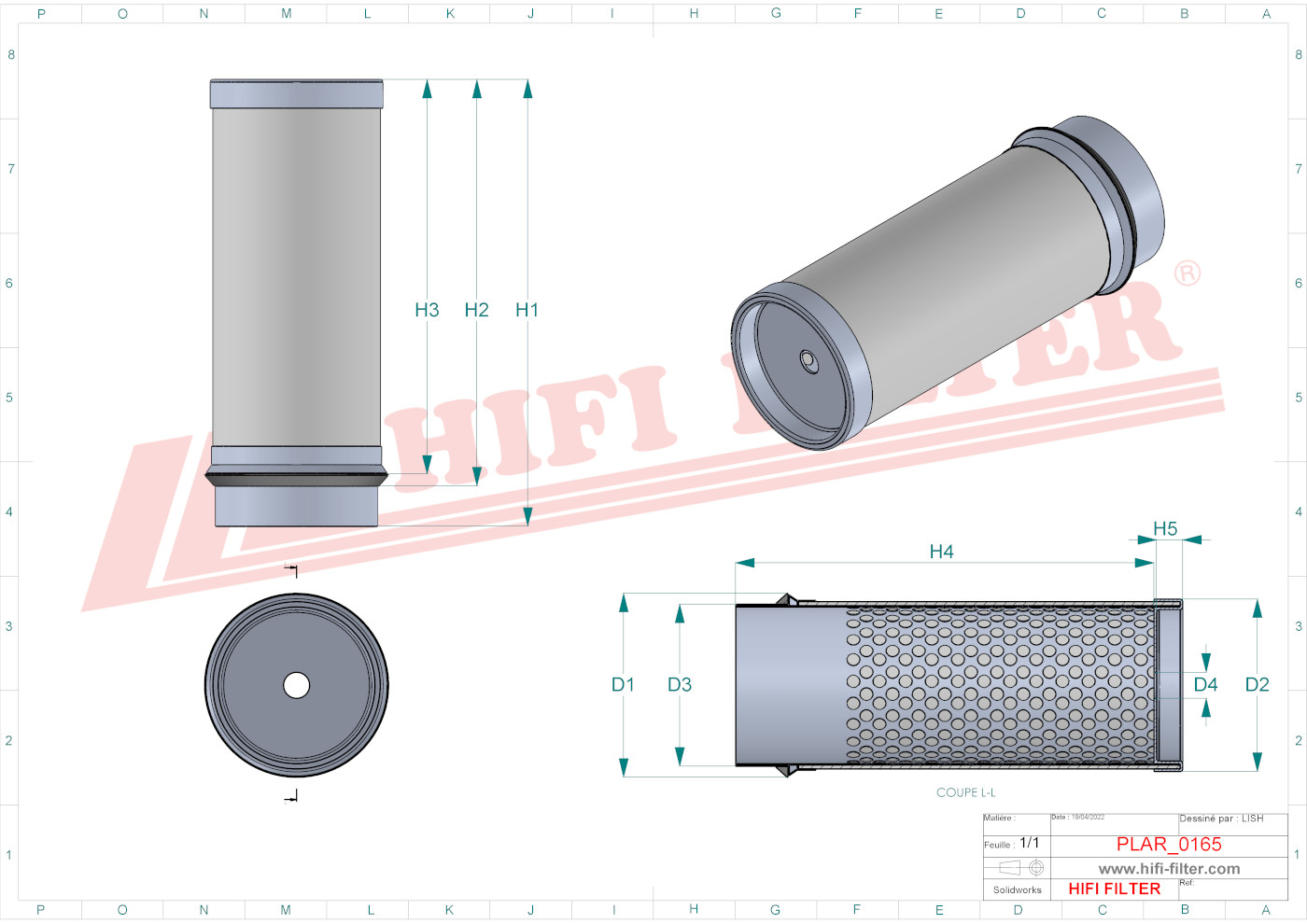 Schema tecnico Filtro aria 0000773821 per trattori e macchine agricole