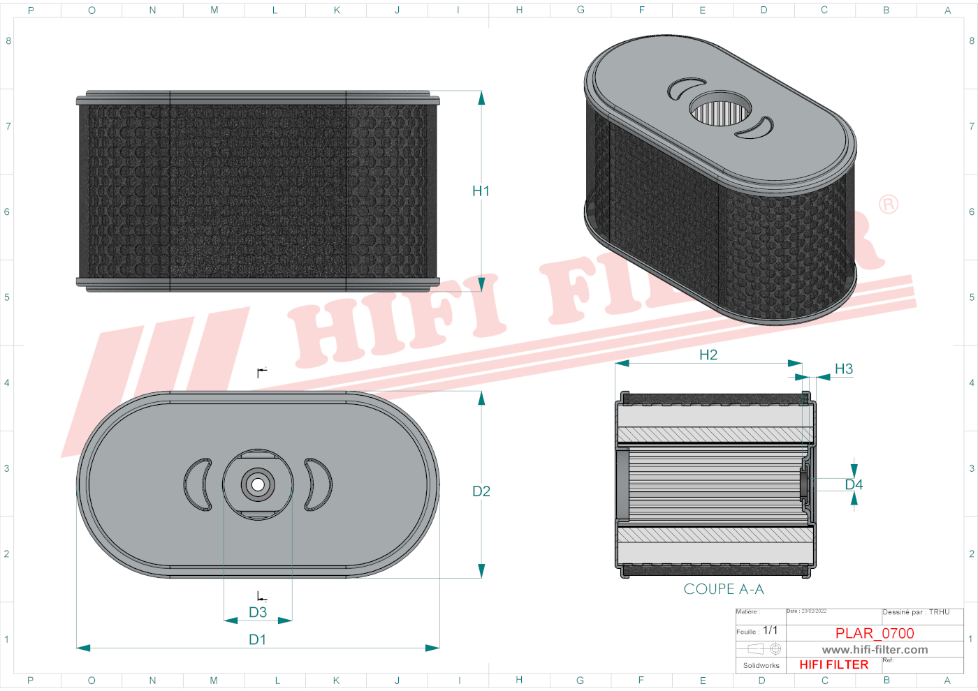 Schema tecnico Filtro aria