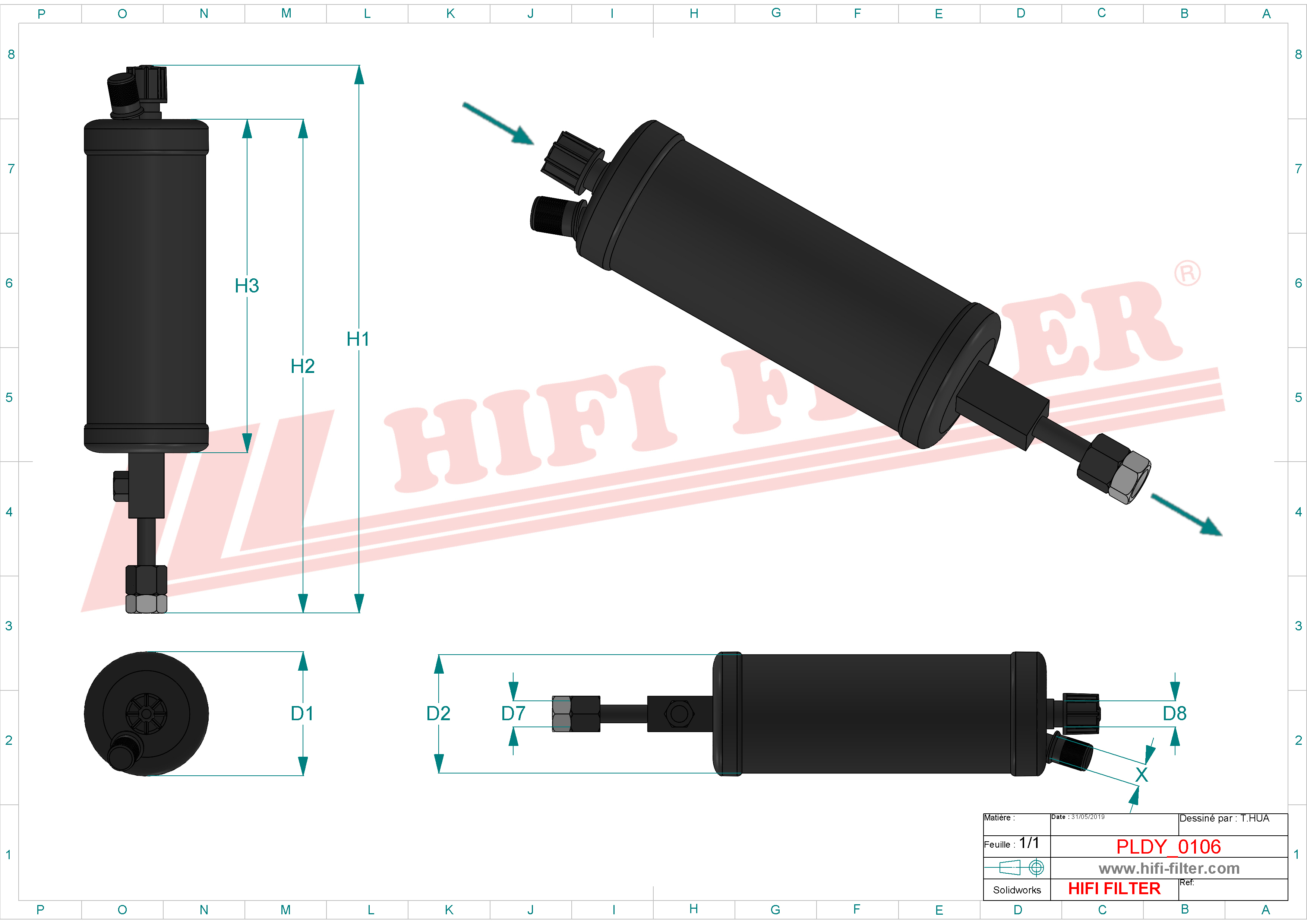Schema tecnico Filtro carburante