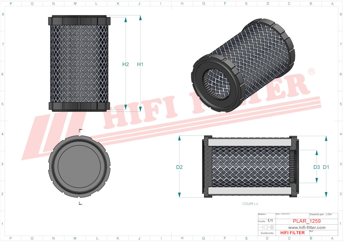 Schema tecnico Filtro aria
