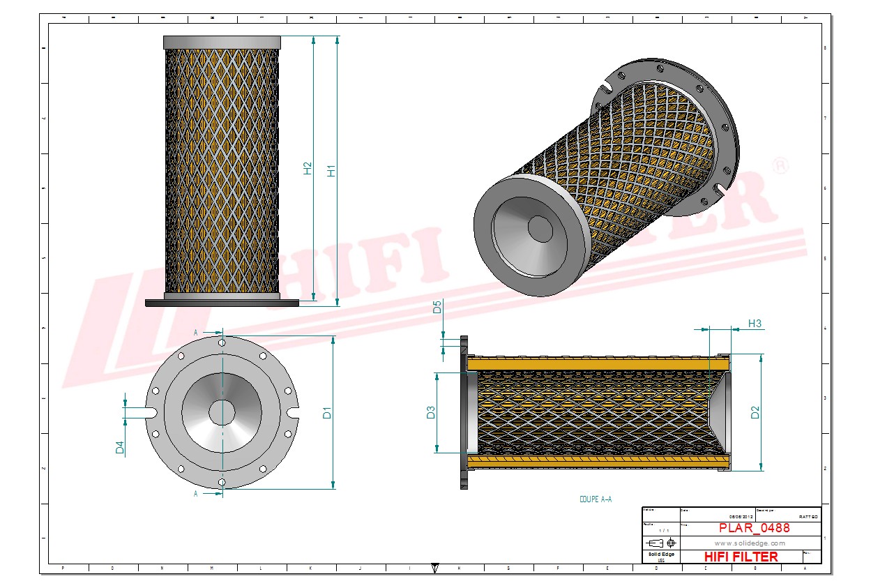 Schema tecnico Filtro aria
