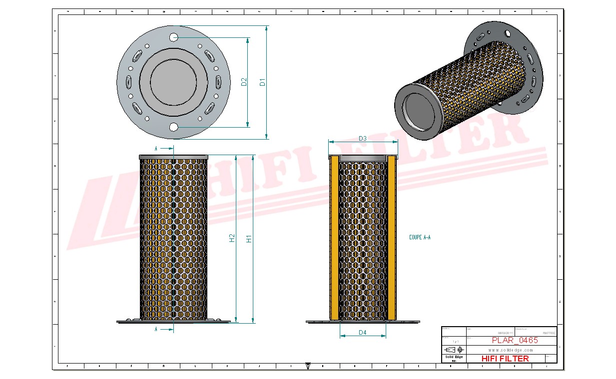 Schema tecnico Filtro aria 1454262 per trattori e macchine agricole