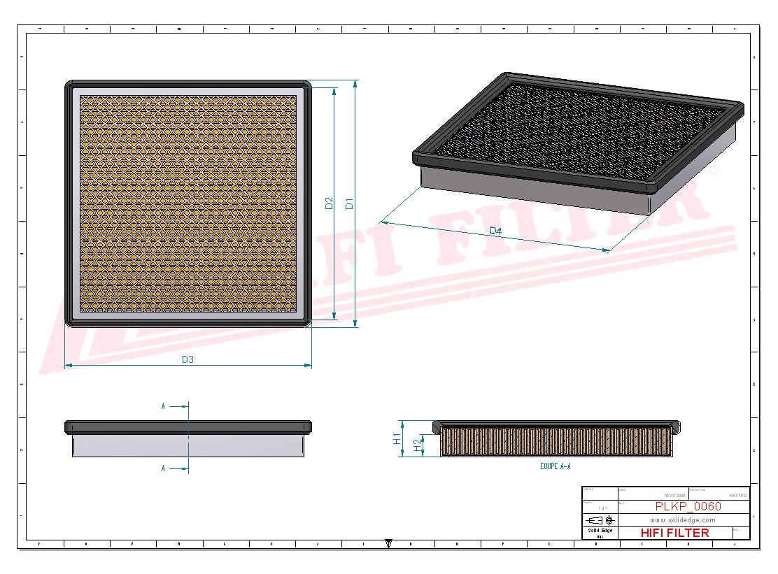 Schema tecnico Filtro abitacolo