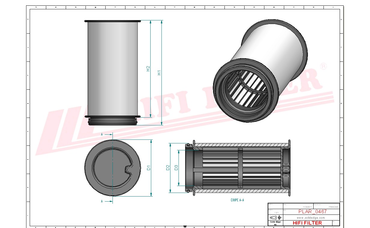 Schema tecnico Filtro aria