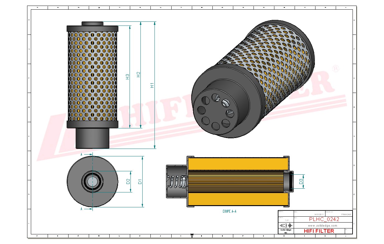 Schema tecnico Filtro olio