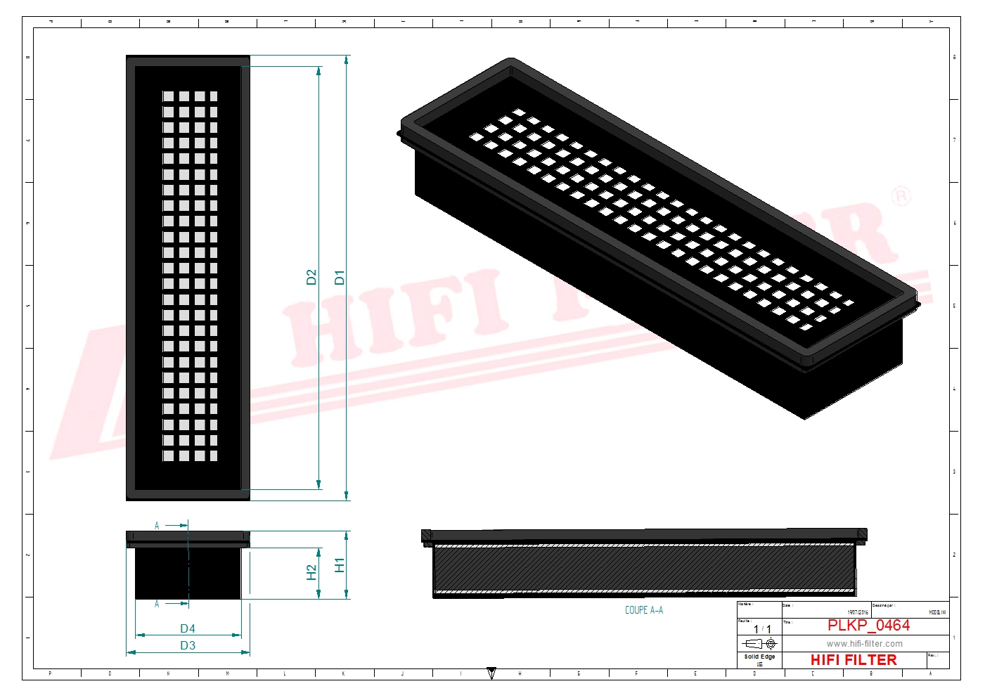 Schema tecnico Filtro abitacolo ai carboni attivi
