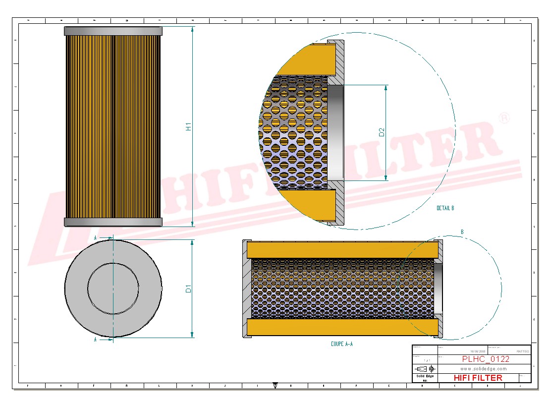 Schema tecnico Filtro olio