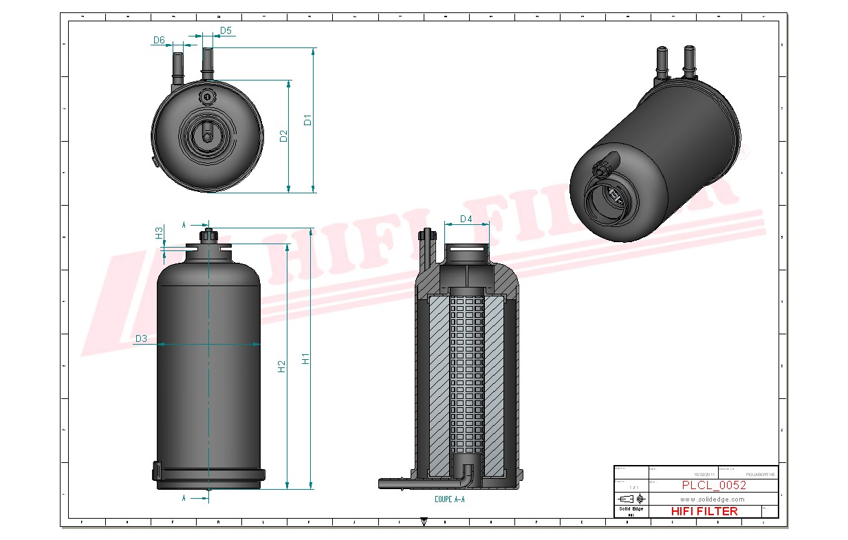 Schema tecnico Filtro carburante
