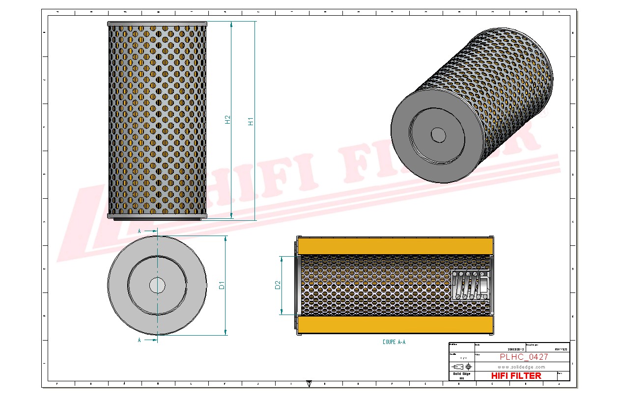 Schema tecnico Filtro olio