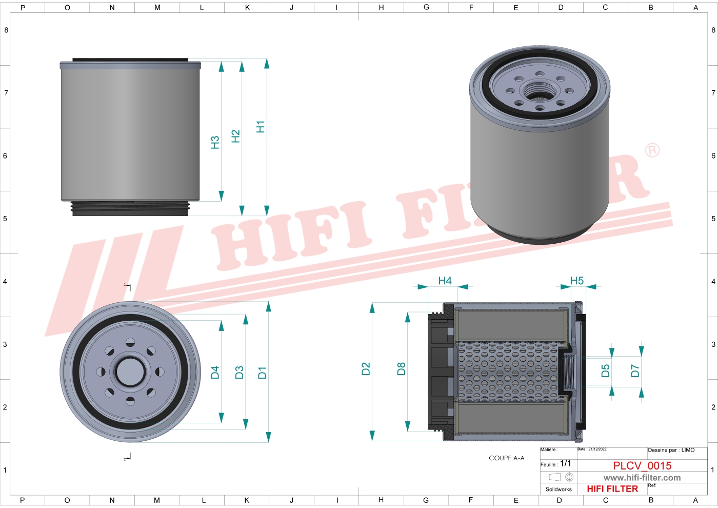 Schema tecnico Prefiltro aria
