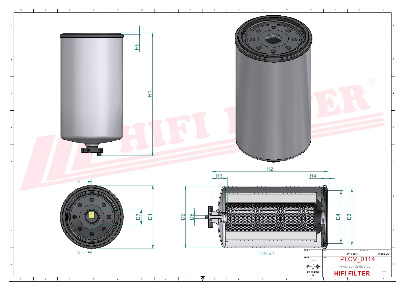 Schema tecnico Filtro carburante
