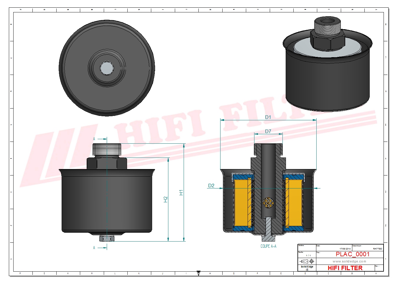 Schema tecnico Filtro aria