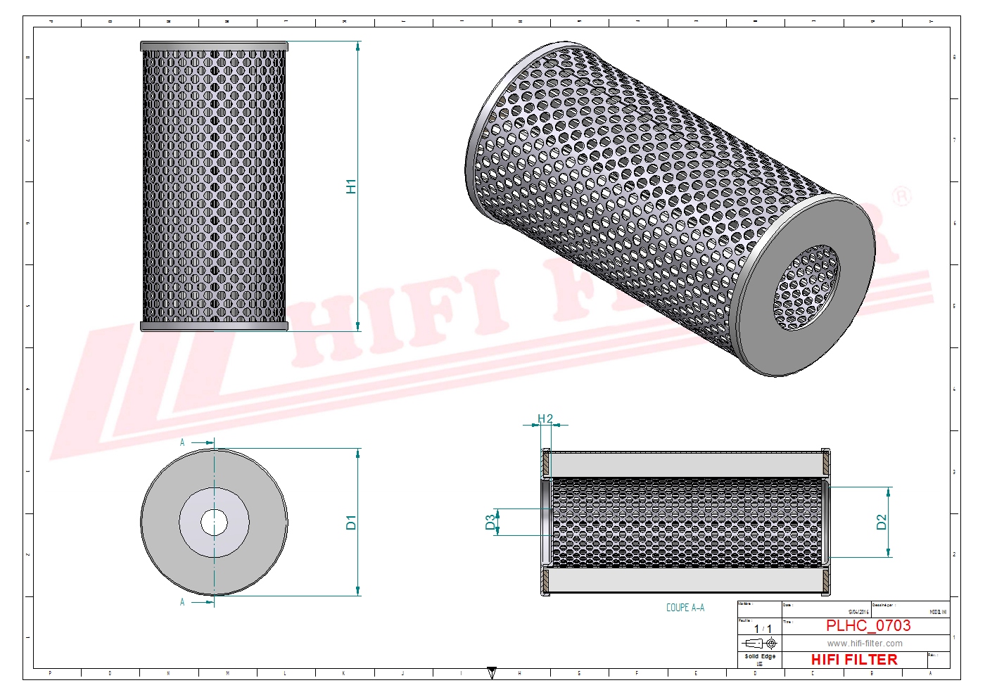 Schema tecnico Filtro idraulico WHE26257 per trattori e macchine agricole