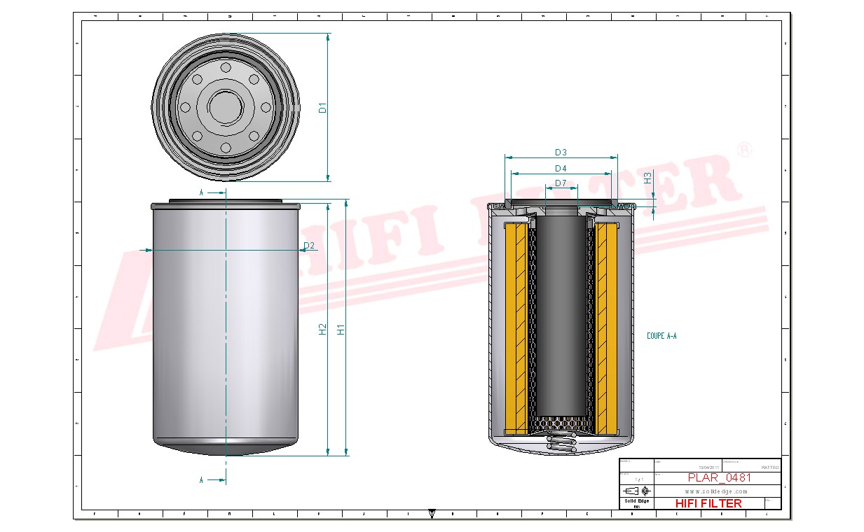 Schema tecnico Filtro aria