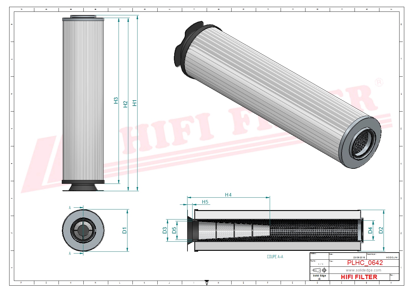 Schema tecnico Filtro olio