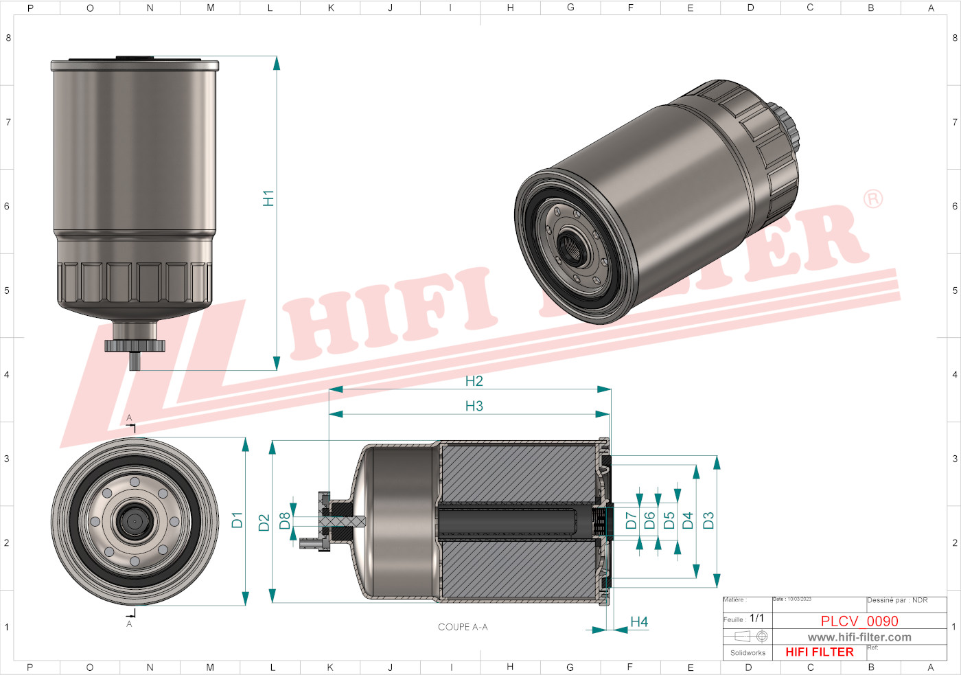 Schema tecnico Filtro carburante