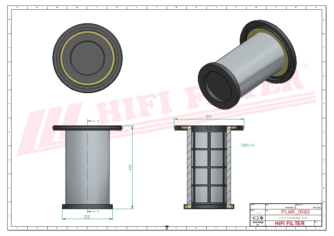 Schema tecnico Filtro aria