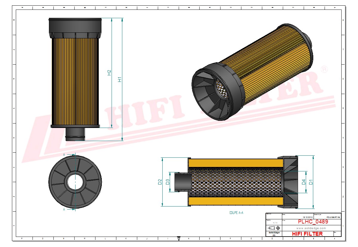 Schema tecnico Filtro olio