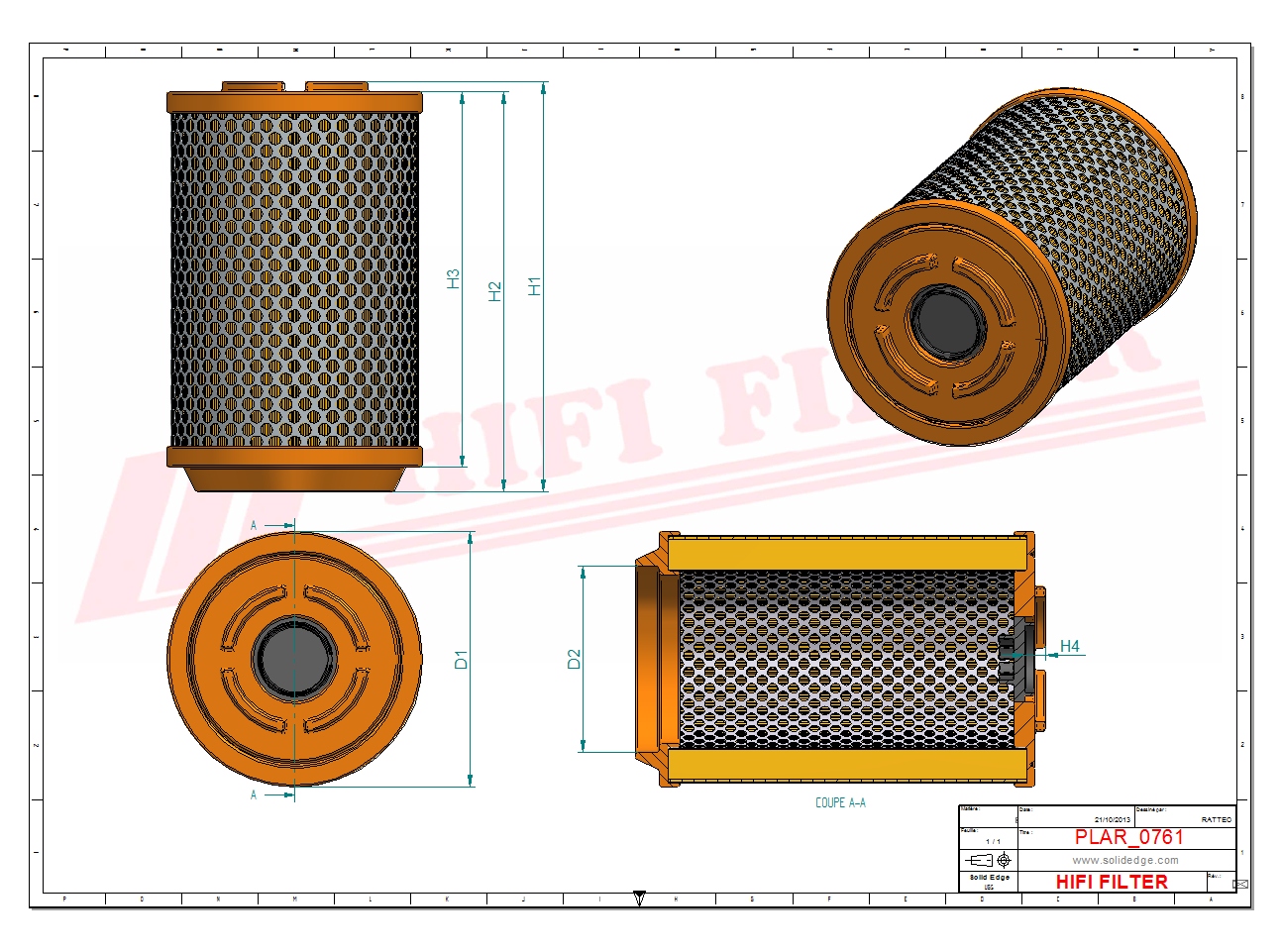 Schema tecnico Filtro aria