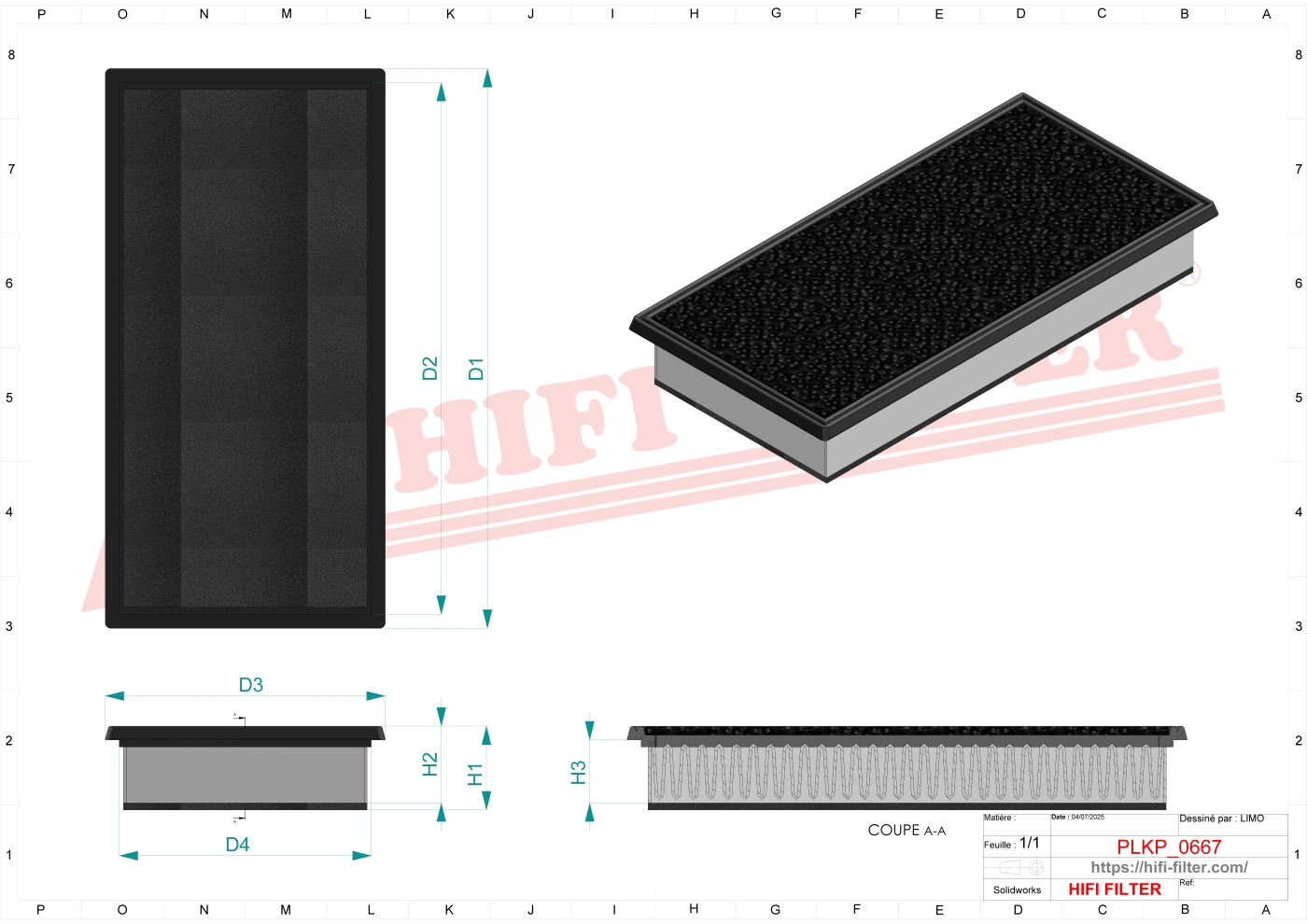 Schema tecnico Filtro abitacolo