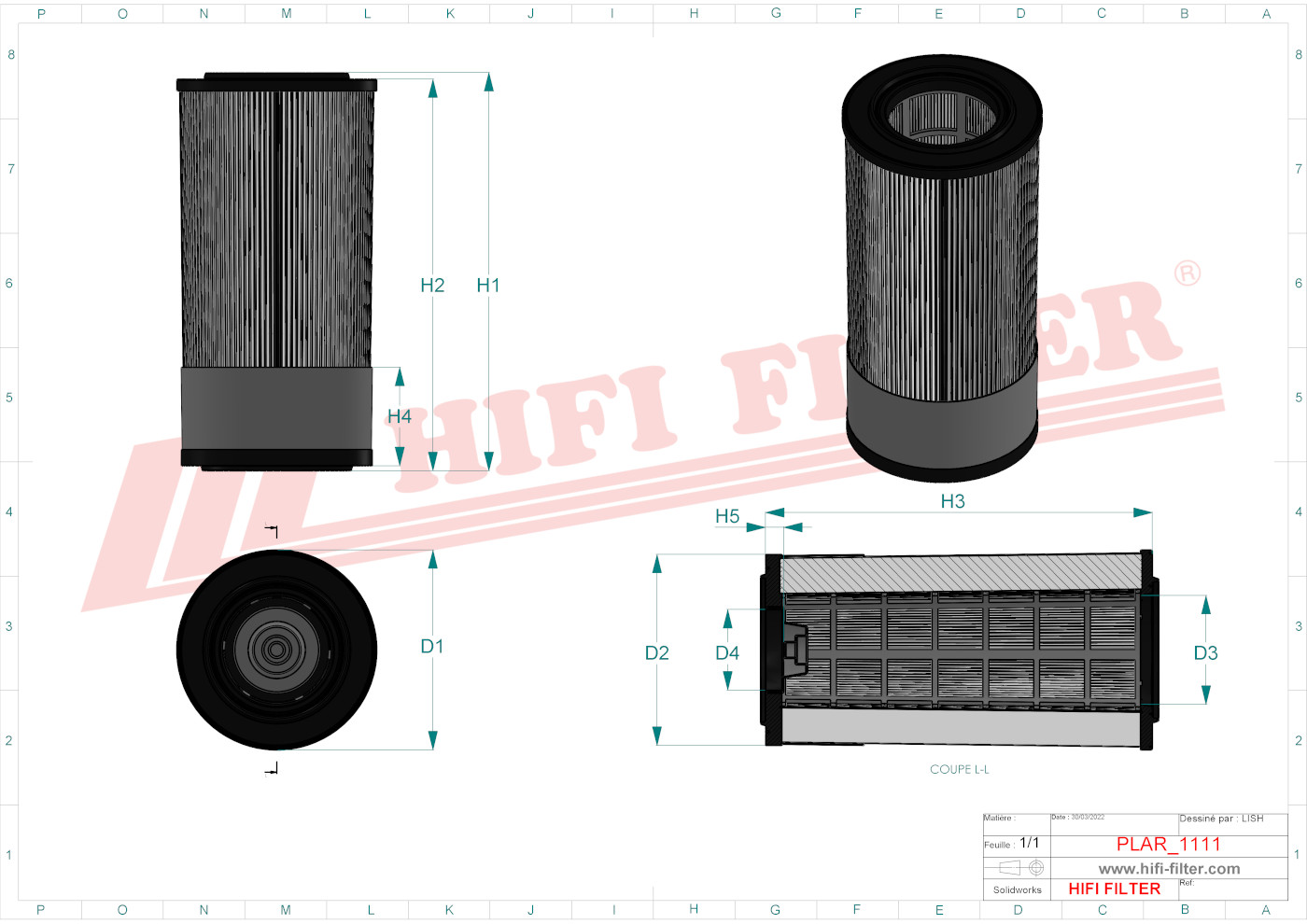 Schema tecnico Filtro aria 4535509 per trattori e macchine agricole