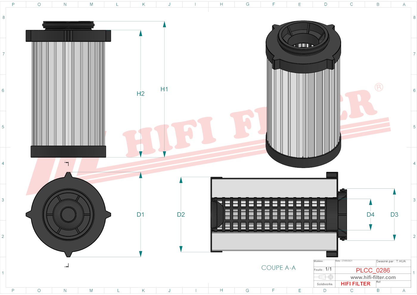 Schema tecnico Filtro carburante BG01465736 per trattori e macchine agricole