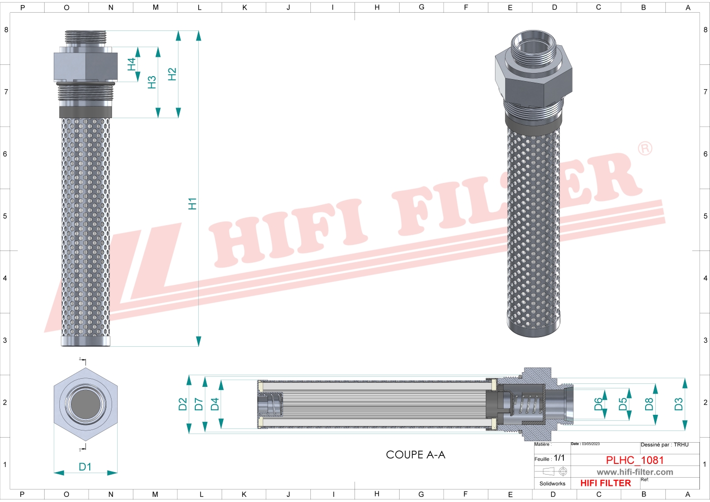Schema tecnico Filtro olio