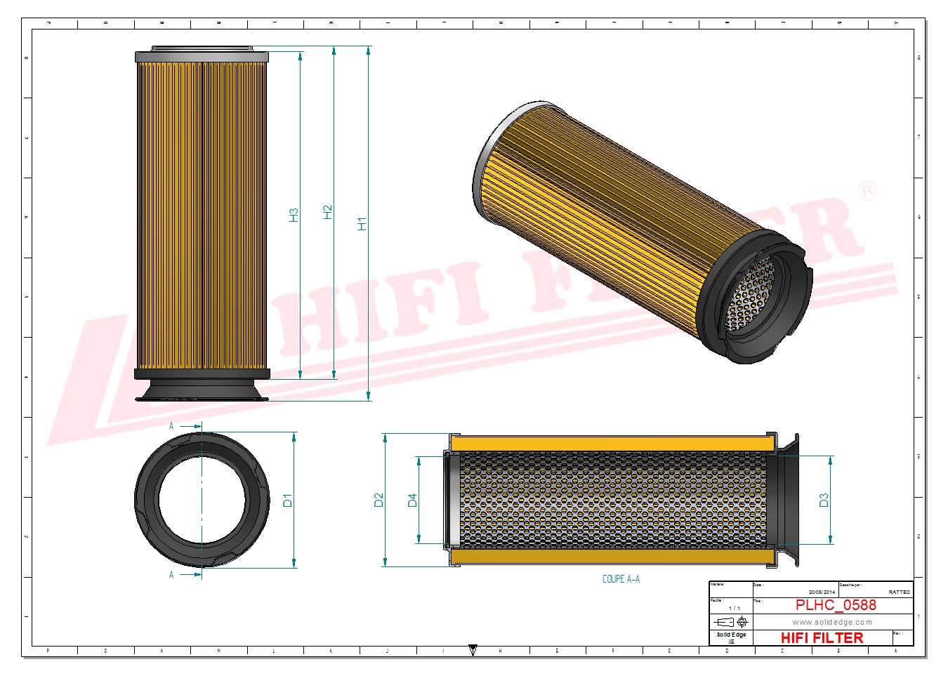 Schema tecnico Filtro olio