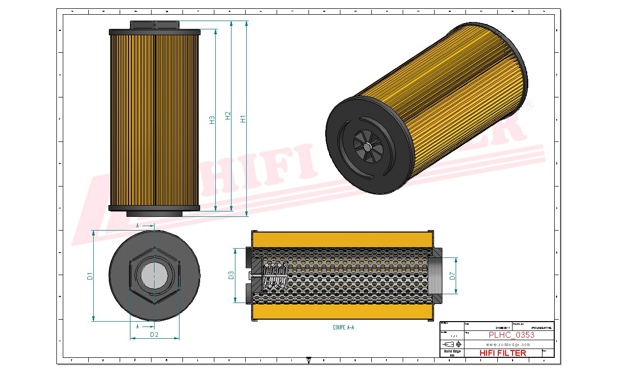 Schema tecnico Filtro olio
