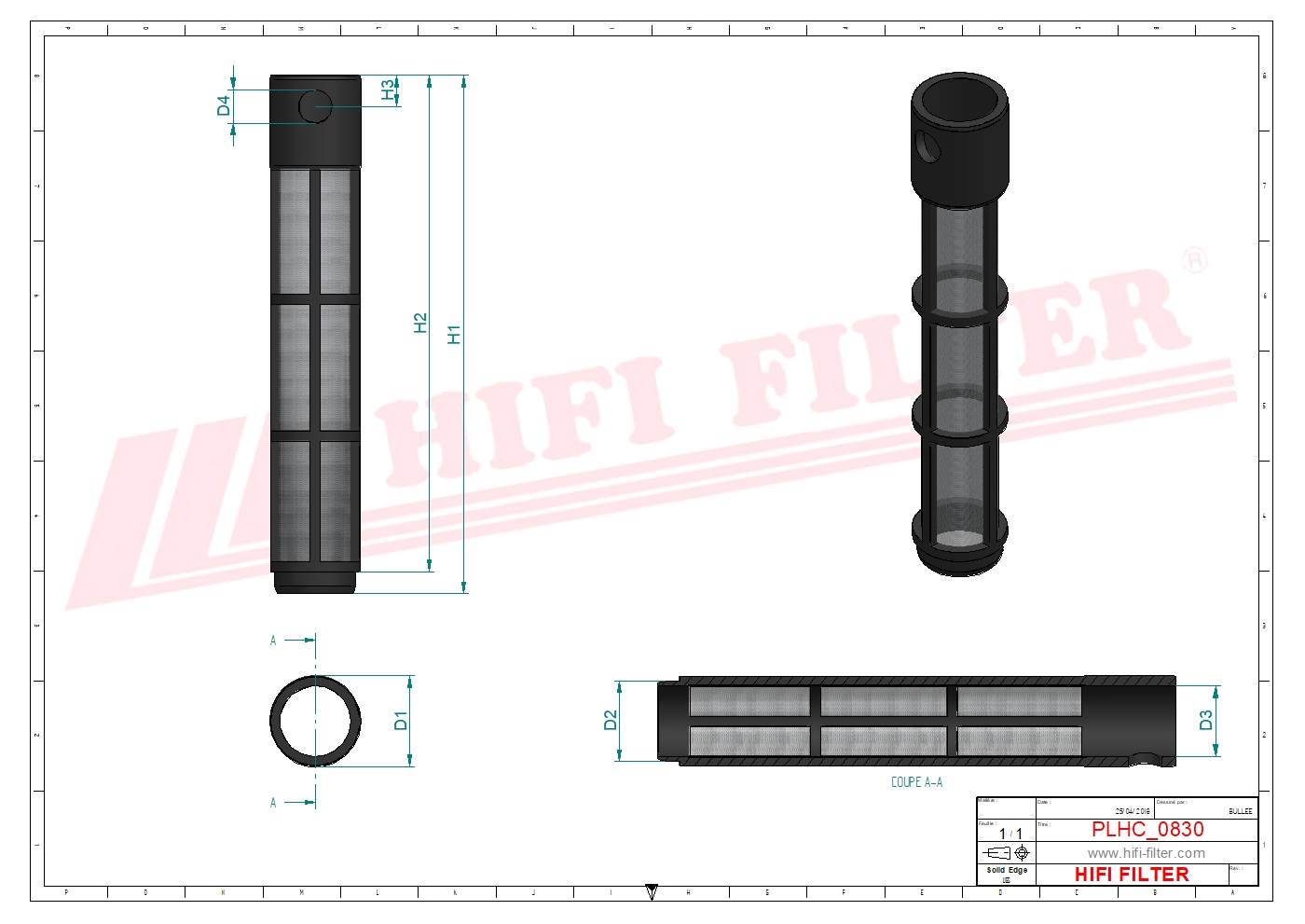 Schema tecnico Prefiltro aria