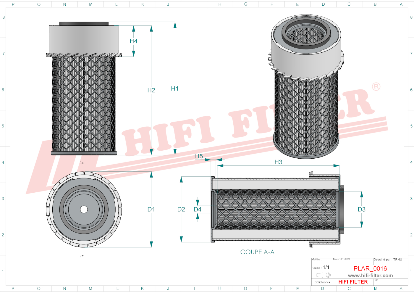 Schema tecnico Filtro aria 0003200010 per trattori e macchine agricole